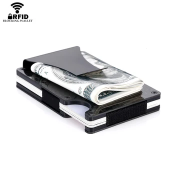 Bycobecy nove akvizicije muška moda karbonskih vlakana nositelj kreditne kartice minimalistički novčanik kvačila aluminij metal RFID mini džepni novčanik