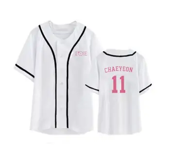 Novi dolazak izone member name printing sing breasted baseball t shirt kpop summer fashion black/white short sleeve t-shirt