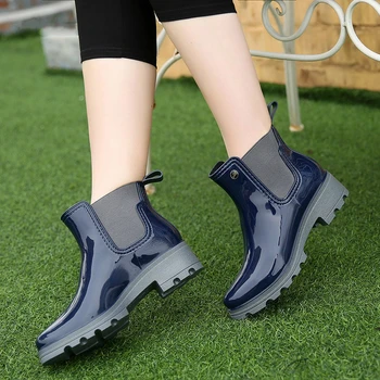 2018 nova moda kvaliteta dama PVC gumene čizme topla kiša svijetle čizme ženske cipele na visoku petu elastična niske cijevi duge ženske cipele