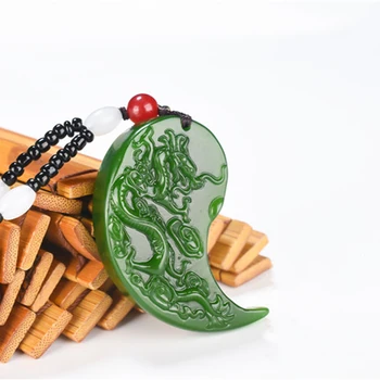 Kineski Zeleni Žad Dragon Phoenix Jade Privjesak Nakit Je Sretan Povoljan Amulet Нефритовое Ogrlica Privjesci Od Žada Nakit
