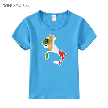 2020 New Summer Boys T Shirts Cotton Short Sleeve Tshirt Funny Italy Map Print T-shirts For Kids Girls Tops Tee Clothes