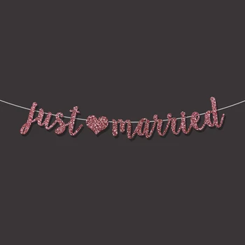 Vrući svadbena dekoracija Just married with heart banner zaruke party photo props bridal shower party decorations gold supplies