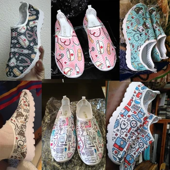 INSTANTARTS Nursing Shoes Casual Women Slip On Air Mesh Sneaker Slatka Doctor Pattern Breathable Walk tenisice Ženske cipele Light