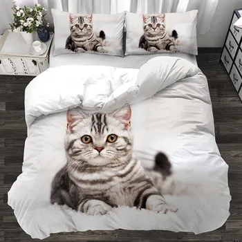 Životinja 3d slatka mačka prilagođene posteljina komplet mače deka deka jastučnicu 3 kom. Blizanac dizajner Dizajner posteljinu luksuzni