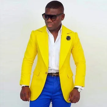 2020 posljednjih dizajneri Slim Fit muški kostim mladoženja smoking žuta muška odijela za vjenčanja Maturalne stranke čovjek jakna s hlačama set 2 kom