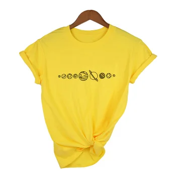 Planet grafički uzorak žene estetski majica okrugli izrez casual majica ženska stare ljetne majice majice Camisetas Mujer odijevanje