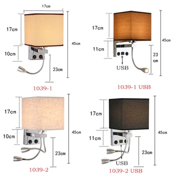Kreativni tkanina abažur s prekidačem E27 zidne lampe Nordic Retro s USB punjenja zidna lampa za čitaonice hotela Home Decor