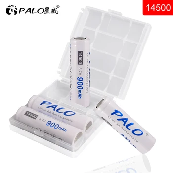 PALO 4pcs 900 mah 14500 3.7 V Li-ion punjive baterije AA Baterija litij ćelija za led svjetiljke svjetla igračke Gornja glava