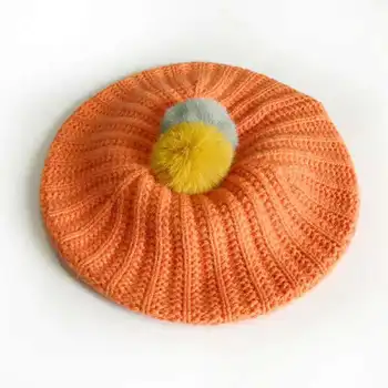 Slatka Pom lopte uzima kapu unisex dijete dijete zima toplo вязаная kapa svakodnevnica je puna boja kapu za 2-6Т djeca, djevojke, dječaci