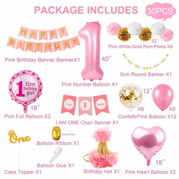 Huiran 1st Happy Birthday banner 1st Birthday Party Decor 1 Birthday Party Supplies 1 Year Birthday Boy Girl Baby Shower Decor