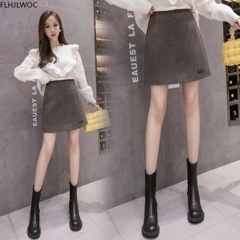 Jesen Zima Suknje 2020 Novi Dizajn Moda Elegantan Ured Lady Žene Sve Utakmicu Munja Čvrste Visokim Strukom Mini-Suknja