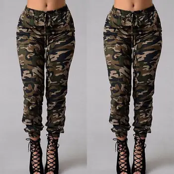 2019 Brand New Style Fashion Women Army Military Style Pocket Leggings Kamuflaža Camo Povremeni Pants