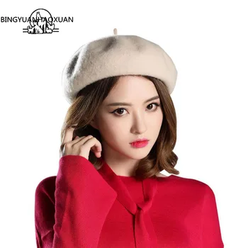 (BINGYUANHAOXUAN)brand prirodna vuna žetve toplo proljeće zima žena uzima francuski slikar Beanie Hat Cap za slatke djevojke poklon