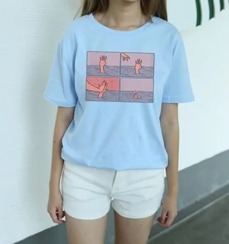 Kuakuayu HJN Women Fashion Casual T-shirt Funny Sea Rescue Spoof Personality Vogue T-shirt