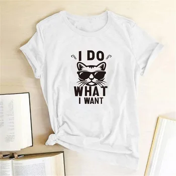 I Do What I Want Mačka T Shirt Print Funny T-shirt svakodnevni okrugli vrat ljetna majica Harajuku estetski 2020 vrhovima Ženska odjeća