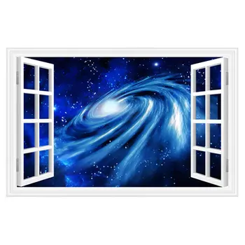 3D prozor svemir galaxy Planet home dekor naljepnice za zid za dječju sobu Spavaća soba Dnevni boravak ukrasne naljepnice su, pvc naljepnice za zid
