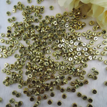 Zlatna boja 4*7 mm 500 kom. akril polaganje slobodan okrugli DIY broj zrna nakit čineći pribor LB-35
