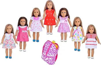 7pc Doll Dress Collection+1pc Backpag For 43cm new born doll Detalj,16-18inch Doll Baby Girl Gifts