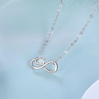 Beskonačnost ljubav Srce srebra 925 opal ogrlice podesiva krug narukvice za žene vjenčanje setovi nakita