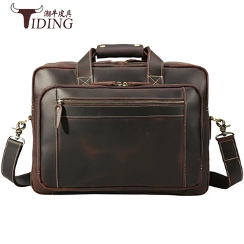 Gospodo putne torbe, Aktovke prirodna koža poslovni čovjek velikog kapaciteta smeđa kožna laptop ramena Crossbody torbe