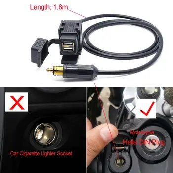 12V-24V motor DIN Hella Powerlet Plug to 2.1 A Dual USB punjač priključak adapter za BMW, Triumph mobilni telefon i GPS