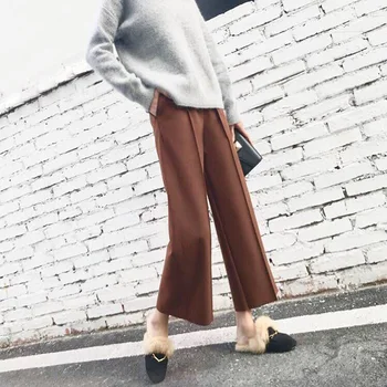Široke hlače 2021 proljeće i jesen i zima korejski Ženske hlače dužine do gležnja s visokim strukom ravne hlače Ženske hlače džep