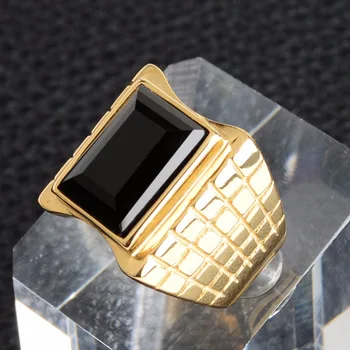 Visoka kvaliteta 24k zlatni prsten boju od nehrđajućeg čelika za muškarce / žene sa kamenom rođenja šareni kamen 2020 novi