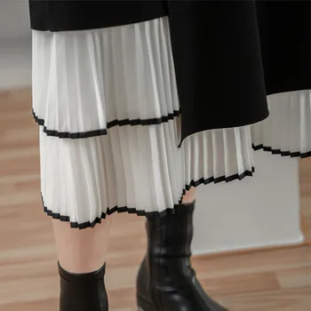 Crni Gothic Patchwork Suknje Žene Elegantne Duge Suknja S Visokim Strukom Ženska Moda Harajuku Ulica Čipke Up A-Line 
