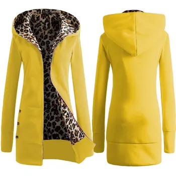 Nova moda 2020 Jesen Zima žene dame Leopard s kapuljačom runo jakna zip o vrat kaput odjeća S-2XL visoke kvalitete
