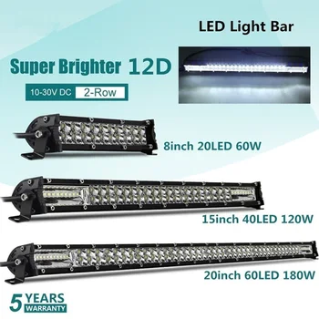 Truejo Super Bright LED Light Bar 12D 8-20inch Offroad Combo Led Bar za Lada Vozila 4x4 SUV ATV Niva 12V 24V Auto Driving Light