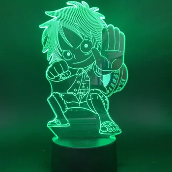One Piece Anime Luffy Figure 3D LED Night Light USB Color Changing Table Lamp Atmospheres Light for Children Sleeping Gifts