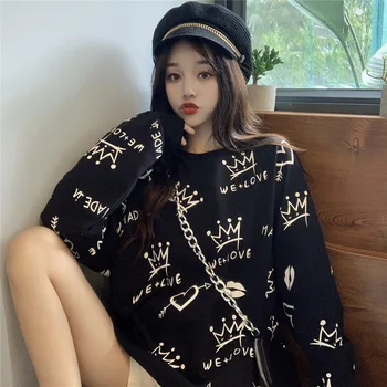 Proljeće Ženska odjeća hoodies teen ulica hip-hop b & b majica koreanska verzija student ispis free slobodno vrijeme majica
