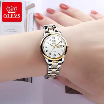 OLEVS klasične ženske kvarcni sat je vodootporan remen od nehrđajućeg čelika trendi ženski sat dar datum sat