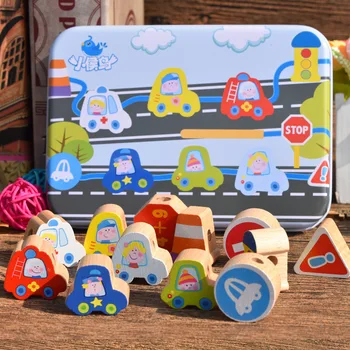 Drvene perle igračka, crtani film životinja voće promet Montessori drvene električno igračke razviti inteligenciju djeca 3D puzzle igra
