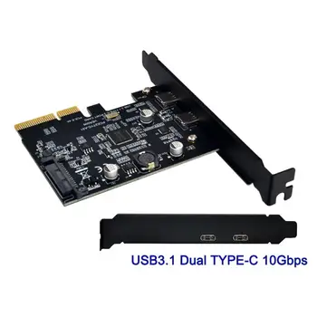 PCI 10Gbps PCI Express X4 X8 X16 PCI-E to je Dual USB 3.1 Type-C Adapter Expansion Card usb 3.1 pci-e express eksterna grafička kartica