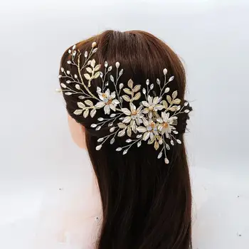 Moda Cvijet Biseri, Zlato Nevjesta Hairbands Crystal Soft Ободки Cvijet Vjenčanje Pribor Za Kosu Crystal Čuvar Zaslona