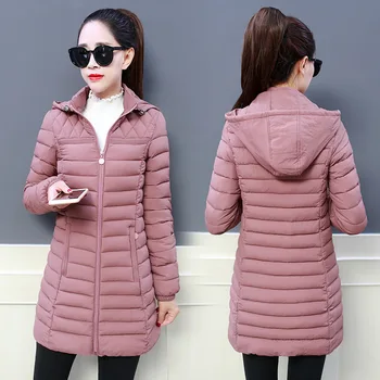Nove žene zima s kapuljačom topli kaput tanak plus size 5XL candy boje pamuk mekan osnovni jakna ženska srednje dužine jaqueta feminina