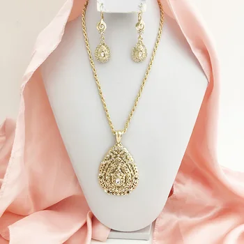 Marokanski nakit-set bijela kap vode Crystal ogrlica i naušnice prekrasne zlatne svadbeni nakit алжирская stranka kaftan nakit