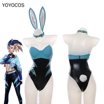 YOYOCOS Akali cosplay odijelo LOL KDA Akali Bunny Djevojka Sexy Halloween Costumes slatka uši zeca kombinezon Cool Sweet Girl novi set