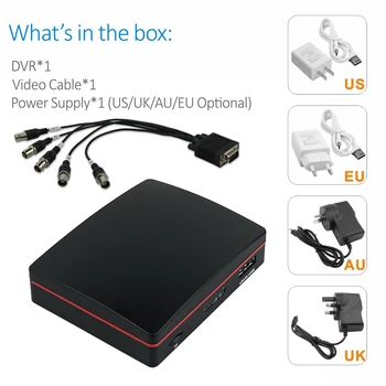 Doerguin 4CH TVI XVI. CVI AHD analogni strujni digitalni video rekorder 6 u 1 2MP Super Mini DVR XMEYE App TF Card USB HDD Record