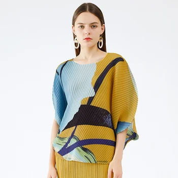 Jesen 2020 ženska moda svakodnevni Ocean ispis crewneck top bat sleeve top korejski stil tri četvrt rukavima majice plus size