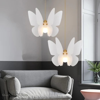 Nordic Butterfly viseće svjetiljke for Modern Living Room Study Bedroom Lamp Home Deco Designer Acrylicled viseće svjetiljke