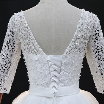Fansmile 2020 Robe De Mariage Princess Sleeve čipkan loptu haljina vjenčanica po mjeri Vestido De Noiva FSM-581F