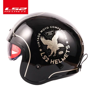 LS2 Spitfire Vintage kaciga Open face fashion retro design jet half helmet LS2 OF599 casque moto S пузырьковым vizir kopče