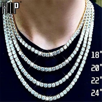 Hip-hop 1 broj teniska lanac AAA CZ kamen 3/4/5/6 mm Bling Ledeni Out kubni Cirkon ogrlice Za muškarce nakit