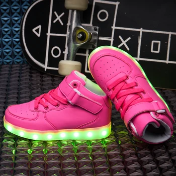 Veličina 25-37 djeca Led Usb punjenje svjetlećih tenisice djeca kuka petlja moda sjajne cipele za djevojčice, dječake tenisice s pozadinskim osvjetljenjem