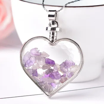 1pc prirodni kristal kristal privjesak Fashio srce dame kamen nakit roza kvarc ametist mineral za žene nakit par poklon