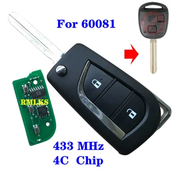 Za Toyota Prado 120 RAV4 Kluger FCC ID: 50171 60081 60030 2 Gumb modernizirana flip daljinski privjesak 433 MHz 304.2 Mhz 4C 4d67 čip