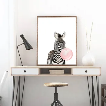 Žirafa Zebra životinje plakati i grafike platnu art slikarstvo zid umjetnost dječje dekorativne slika skandinavski stil dječja ukras