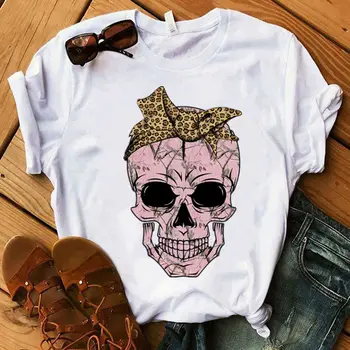Ljeto kamuflaža lubanju majica za žene Leopard marama tiskanih mama majica smiješno top t-moda Ženska t-shirt Harajuku estetski košulja